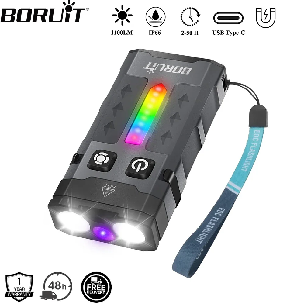 Fishing Light - BORUiT EV20 1100LM EDC УФ-брелок Светодиодный