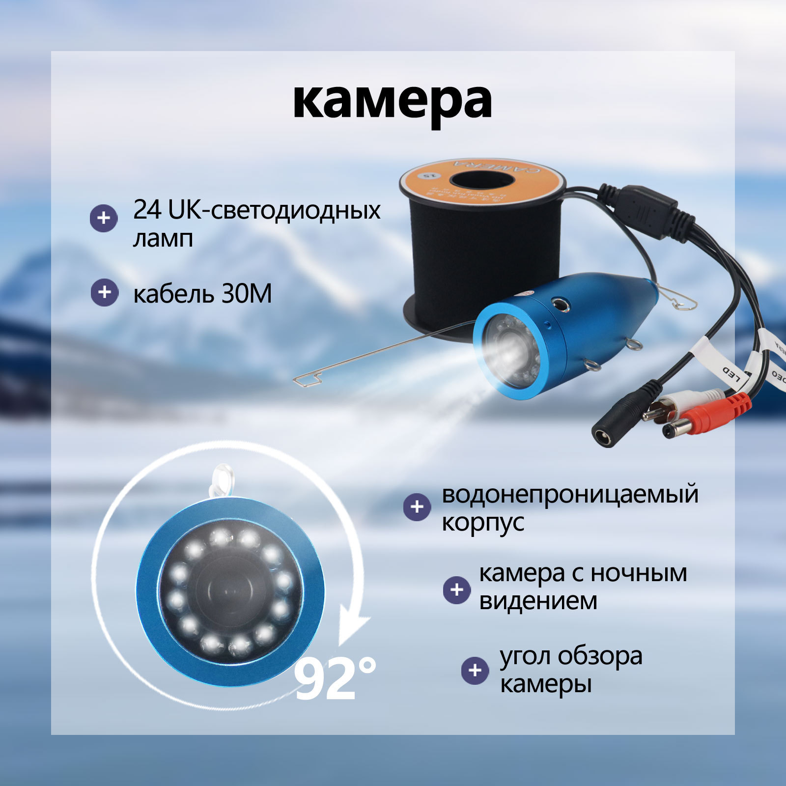 7-дюймовый IPS-экран, подводна – обзор и цена Fishing Camera